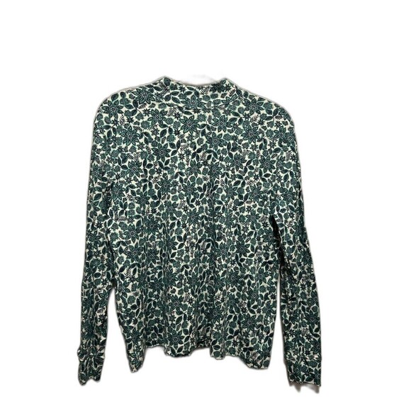 Lands End Women’s MP Turtleneck Blue Green Floral Paisley Print Soft Long Sleeve - Picture 1 of 14